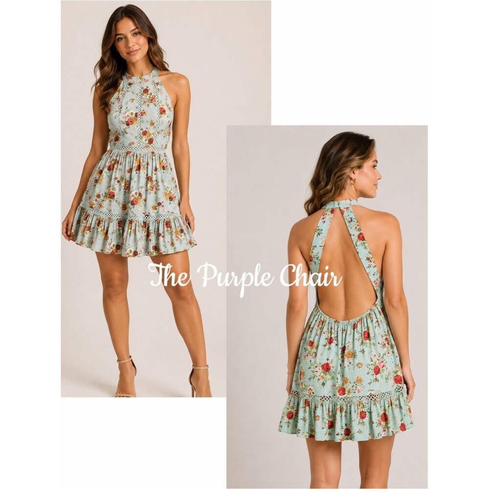 SUNDAY MI AMOR NWT Floral Sleeveless Open Back Mini Dress XS